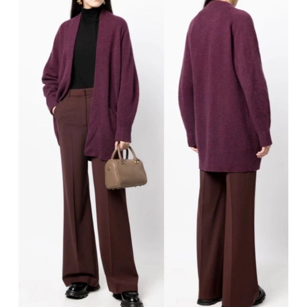 Vince Super Soft Plush 100% Cashmere Shawl Collar Cardigan Plum Night XS $625
